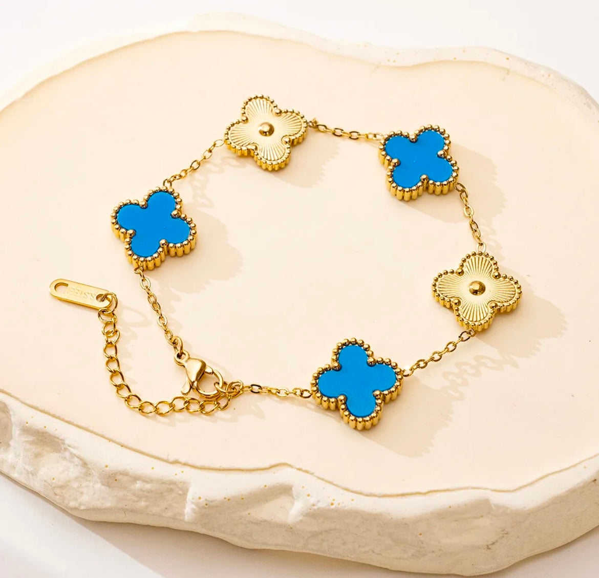 Double Sided Four Leaf Clover Flower Bracelet