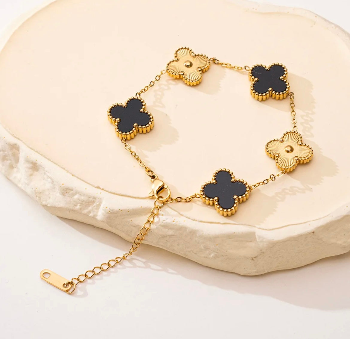 Double Sided Four Leaf Clover Flower Bracelet