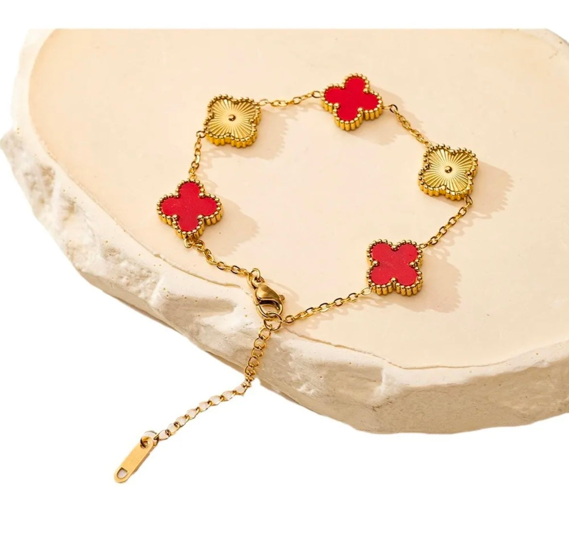 Double Sided Four Leaf Clover Flower Bracelet