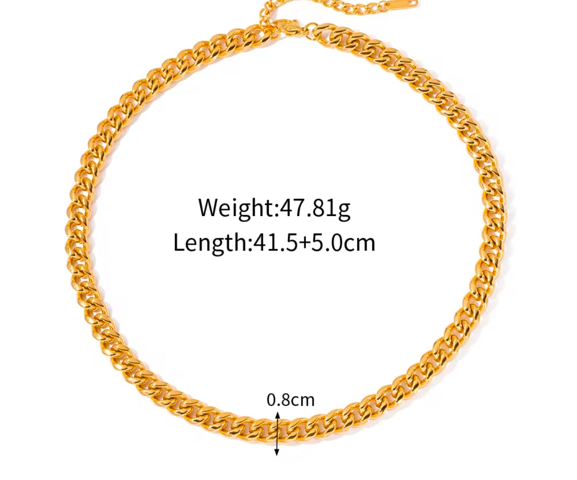 18K Gold-Plated Stainless Steel Cuban Chain Necklace