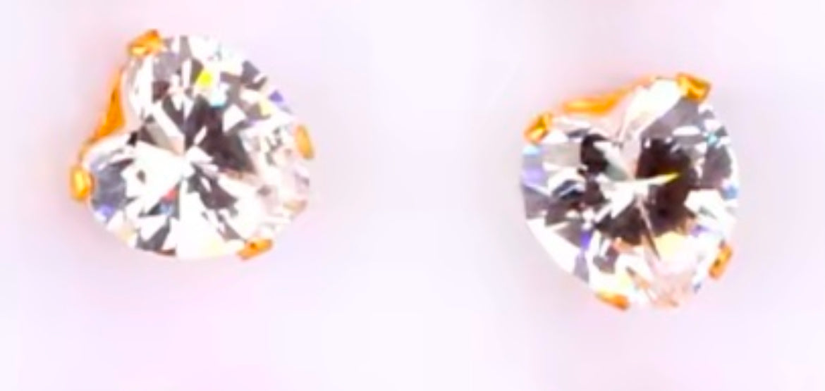 Colourful Crystal Heart-Shaped Cubic Zirconia Stud Earrings – Stainless Steel Jewellery