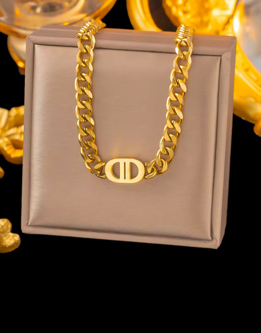 Chunky 18K Gold-Plated Cuban Chain Necklace & Bracelet (Sold Separately)