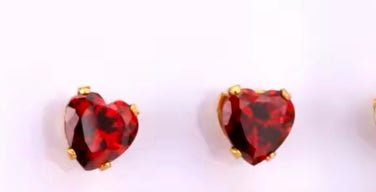 Colourful Crystal Heart-Shaped Cubic Zirconia Stud Earrings – Stainless Steel Jewellery