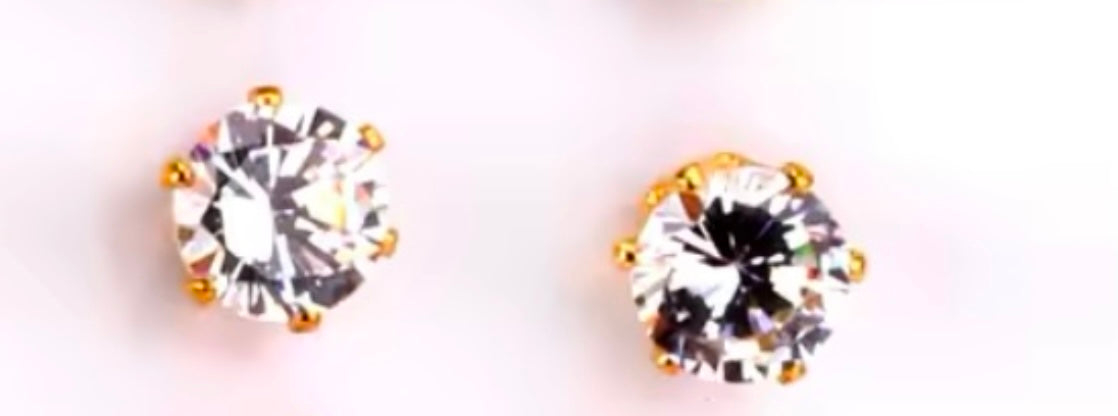 Colourful Crystal Round-Shaped Cubic Zirconia Stud Earrings – Stainless Steel Jewellery