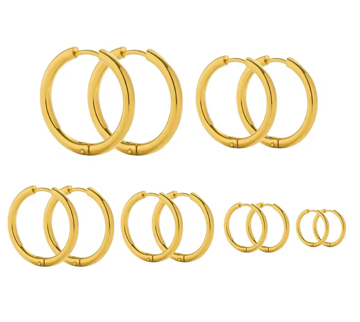 Classic Gold-Plated Stainless Steel Hoop Earrings