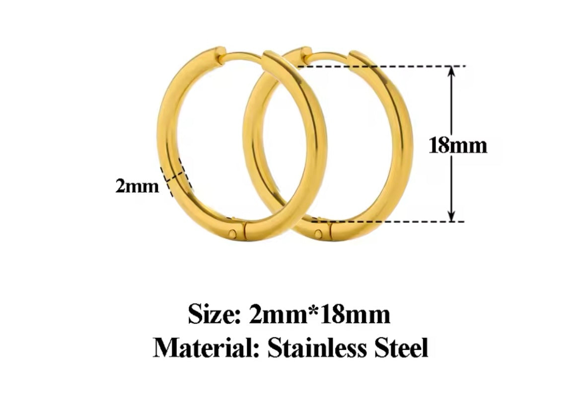 Classic Gold-Plated Stainless Steel Hoop Earrings