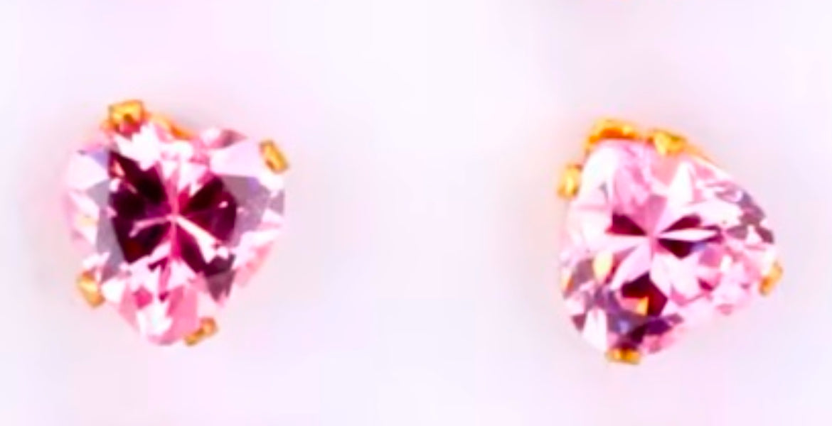 Colourful Crystal Heart-Shaped Cubic Zirconia Stud Earrings – Stainless Steel Jewellery