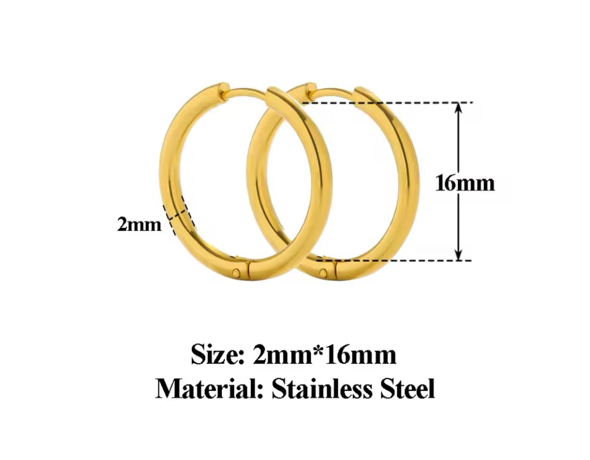 Classic Gold-Plated Stainless Steel Hoop Earrings