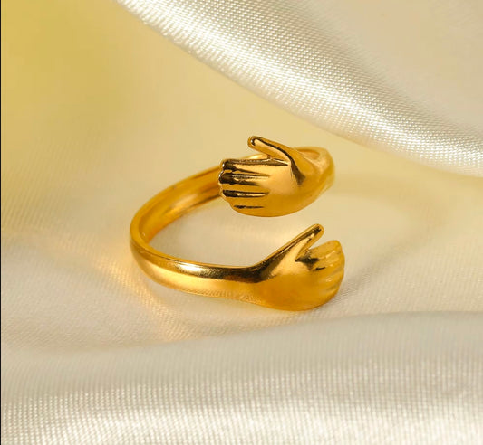 Adjustable Gold-Plated Stainless Steel “Hug Me” Ring