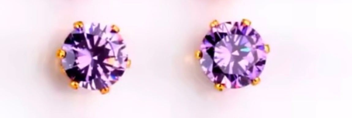 Colourful Crystal Round-Shaped Cubic Zirconia Stud Earrings – Stainless Steel Jewellery